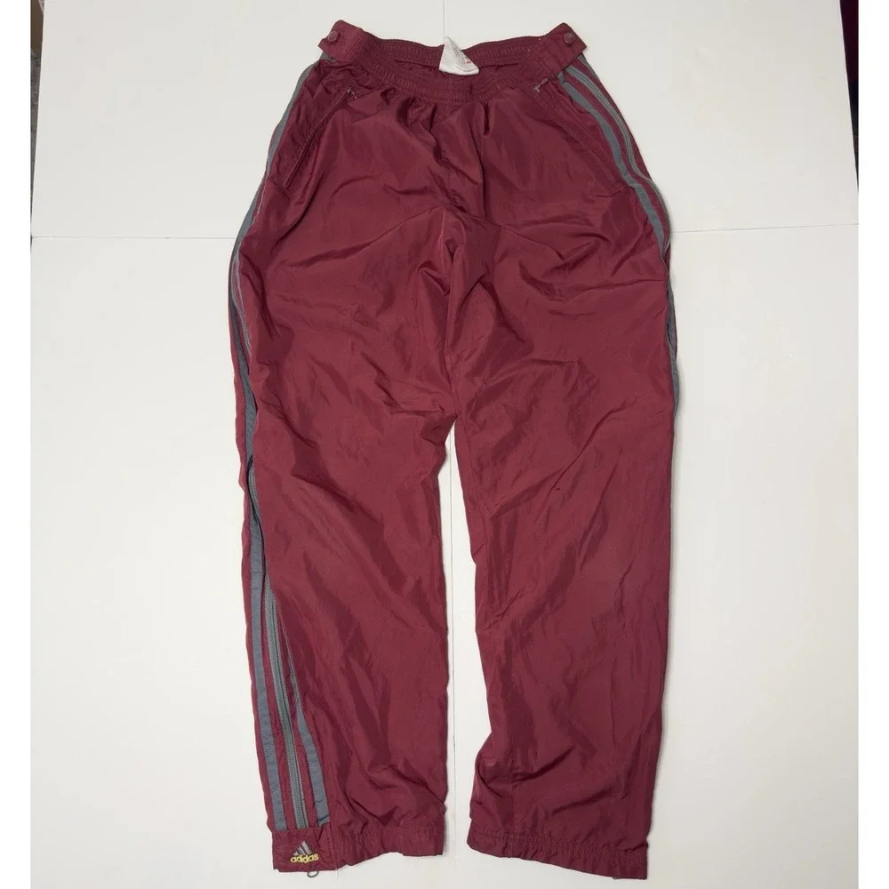 Vtg 90s Adidas Men's Track Pants Baggy 3 Stripe Windbreaker Nylon Sz L Flag Tag
